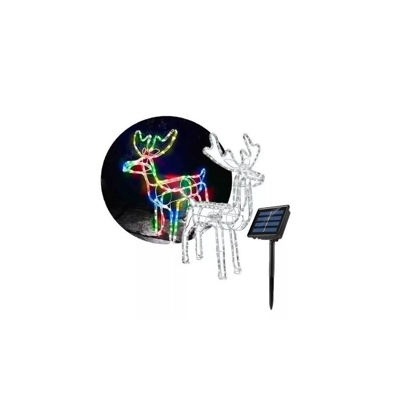 GENERICO - Reno Navideño Luz Led Solar Decorativo 120cm multicolor