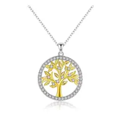 ZG JOYAS - Collar Cadena Plata 925 Árbol De La Vida Raíces Mujer