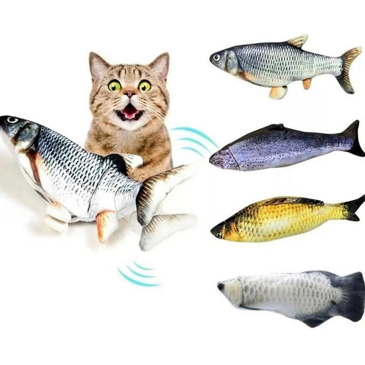  - Juguete Pescado Usb Con Movimiento Interactivo Para Gato