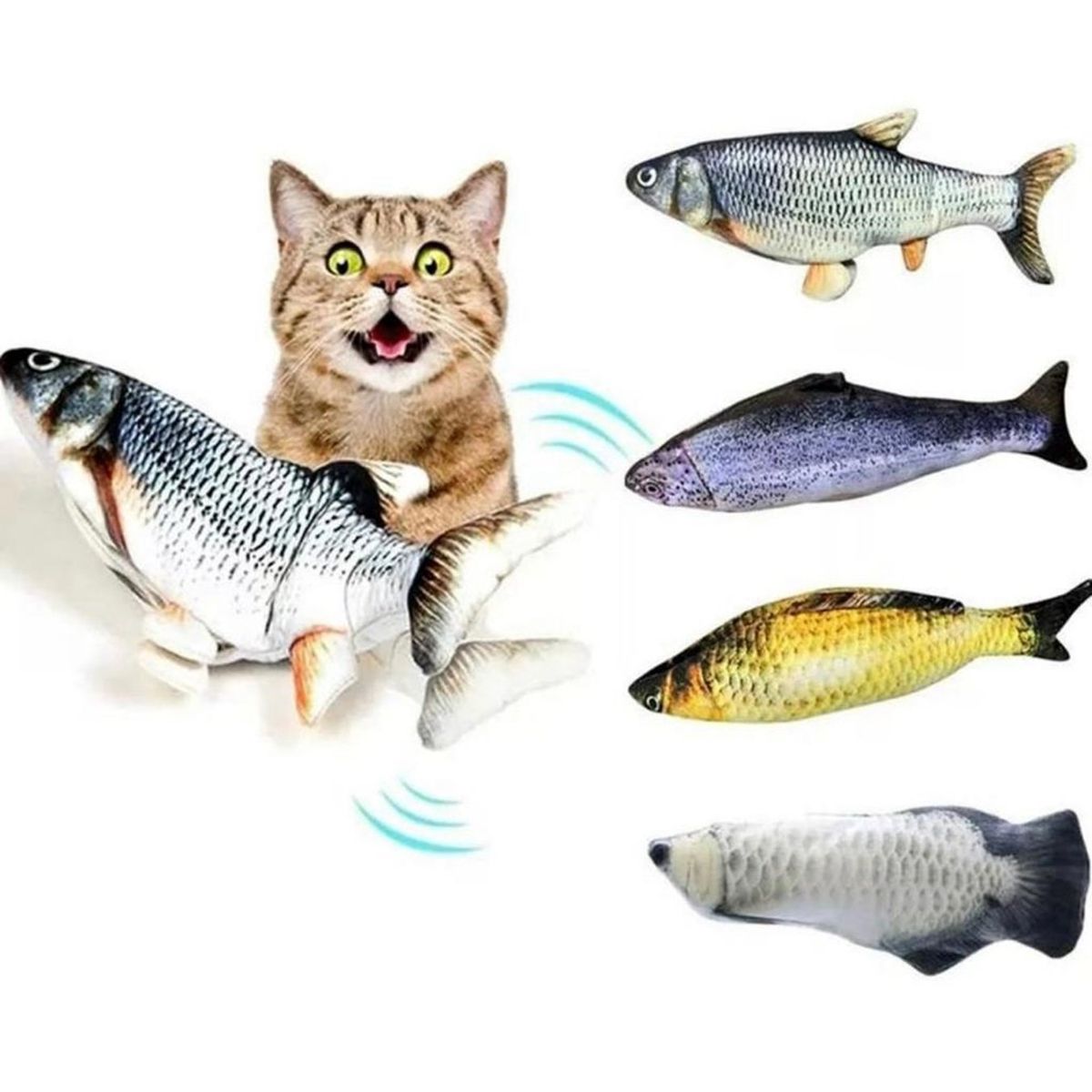 - Juguete Pescado Usb Con Movimiento Interactivo Para Gato