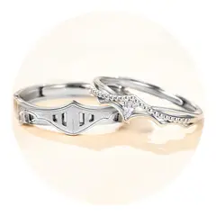 ZG JOYAS - Anillo De Plata S925 Ajustable Pareja Caballero Princesa
