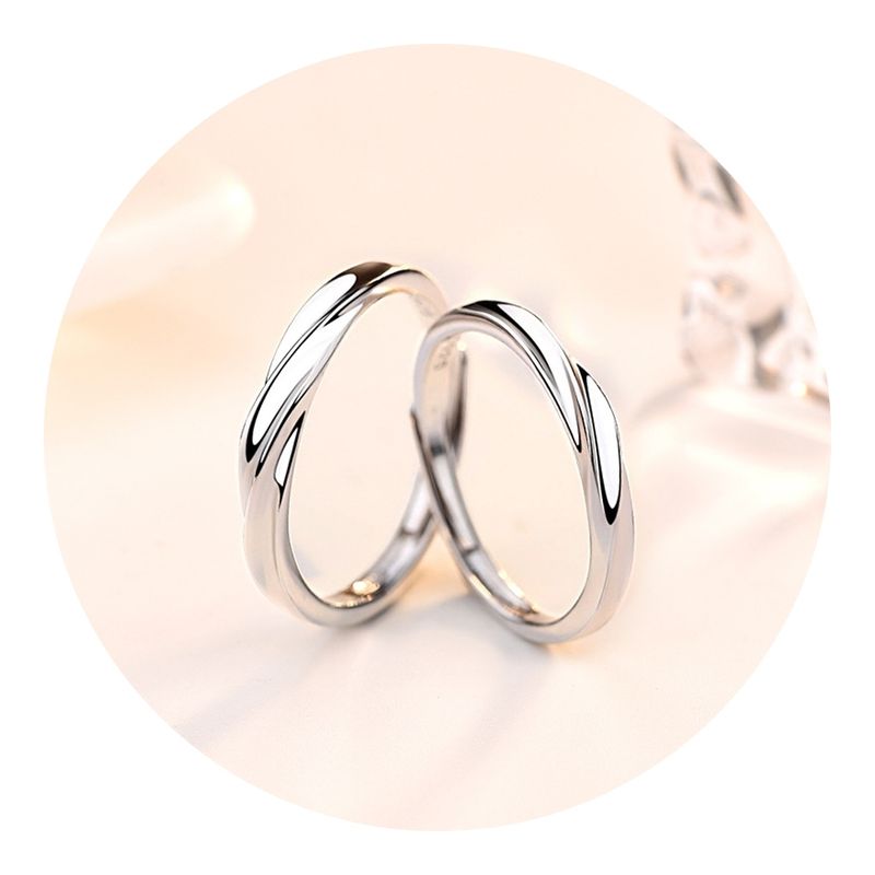 ZG JOYAS - Anillos Plata S925 Ajustables Pareja Compromiso Clásicas