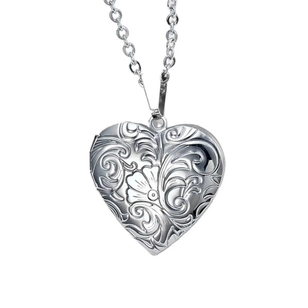TODOJOYAS - Collar Relicario Corazon Vintage Acero Plateado