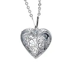 TODOJOYAS - Collar Relicario Corazon Vintage Acero Plateado