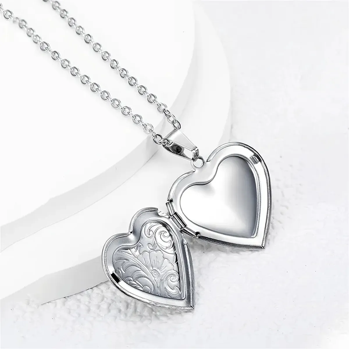 TODOJOYAS - Collar Relicario Corazon Vintage Acero Plateado