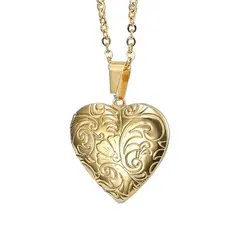 TODOJOYAS - Collar Relicario Corazon Vintage Acero Dorado
