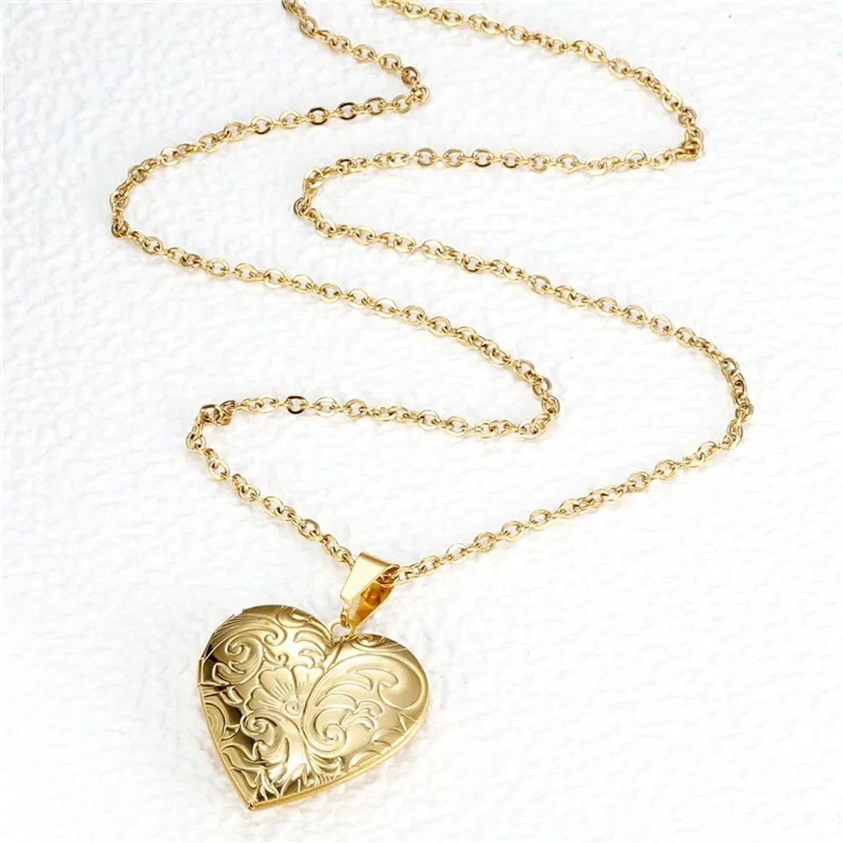 TODOJOYAS - Collar Relicario Corazon Vintage Acero Dorado