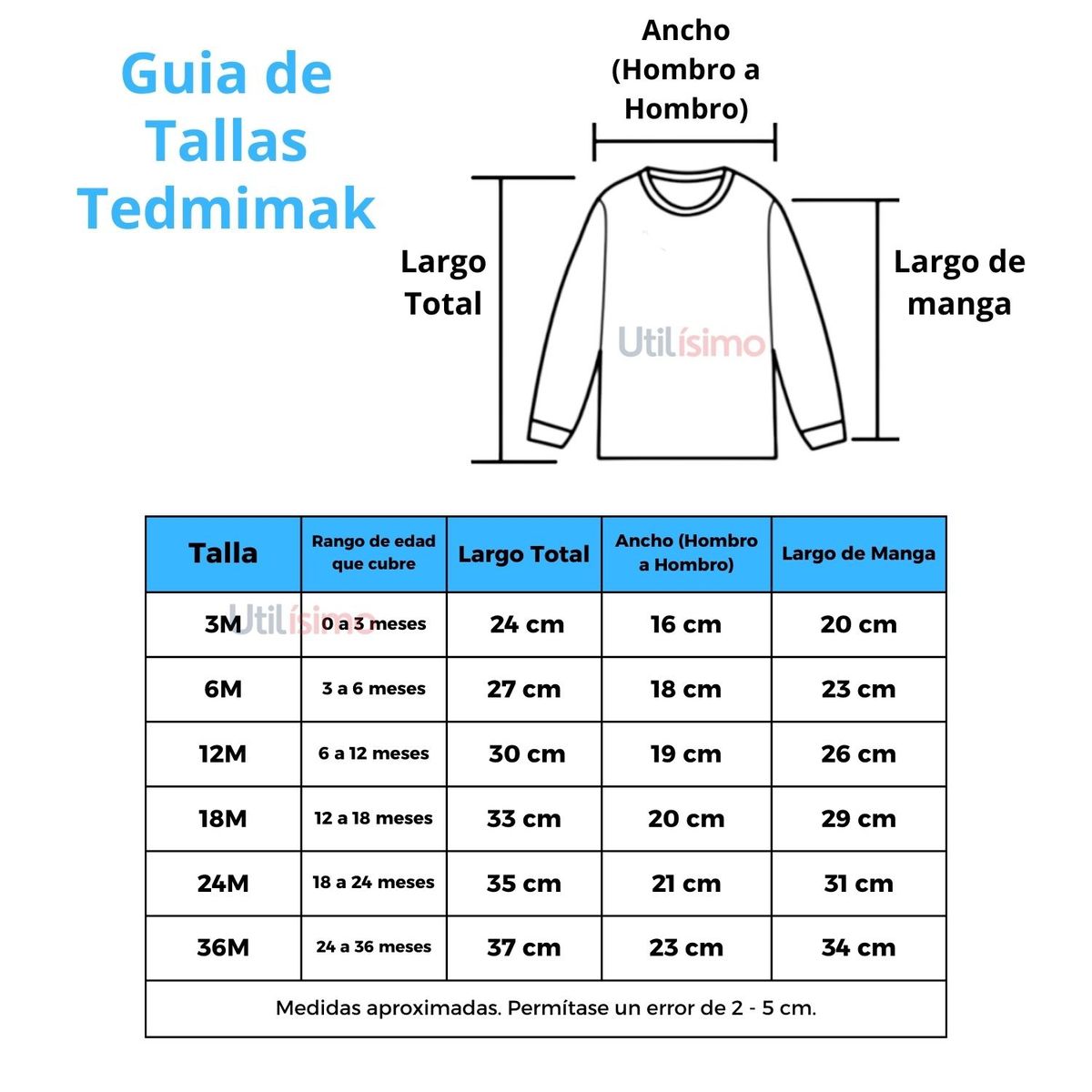 TEDMIMAK - Set de 2 Camisetas de Algodón Manga Larga Tedmimak