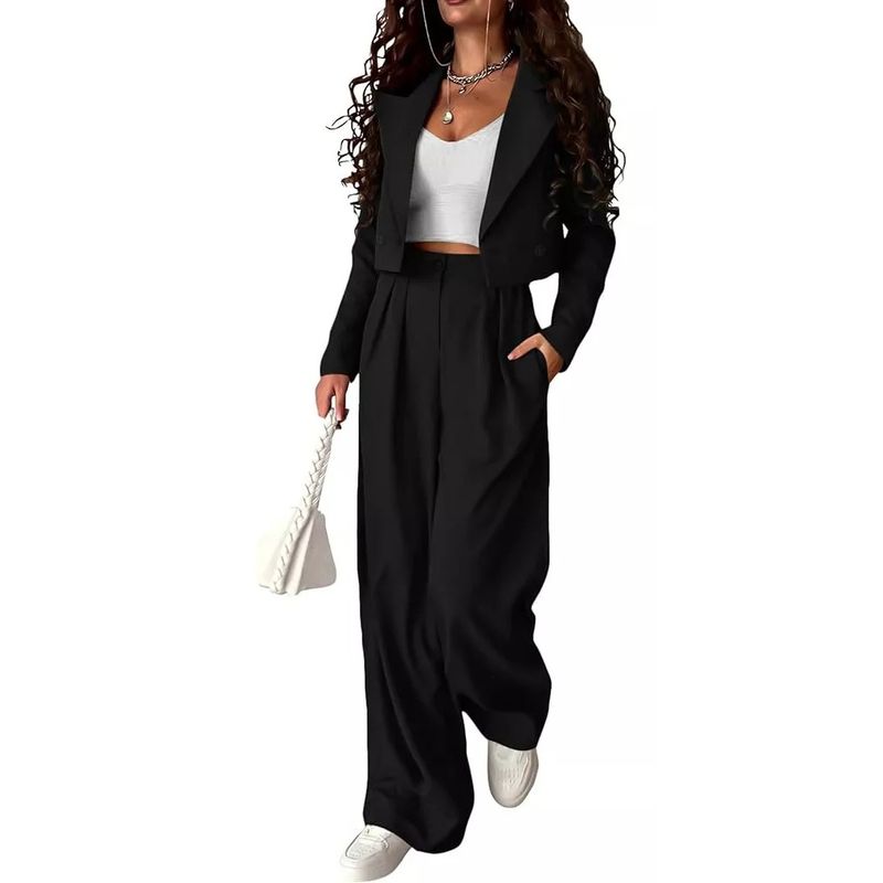 EVERSO - Pack 3 Pantalone Vestir Tiro Alto,pantalones Pierna Ancha Unicolor