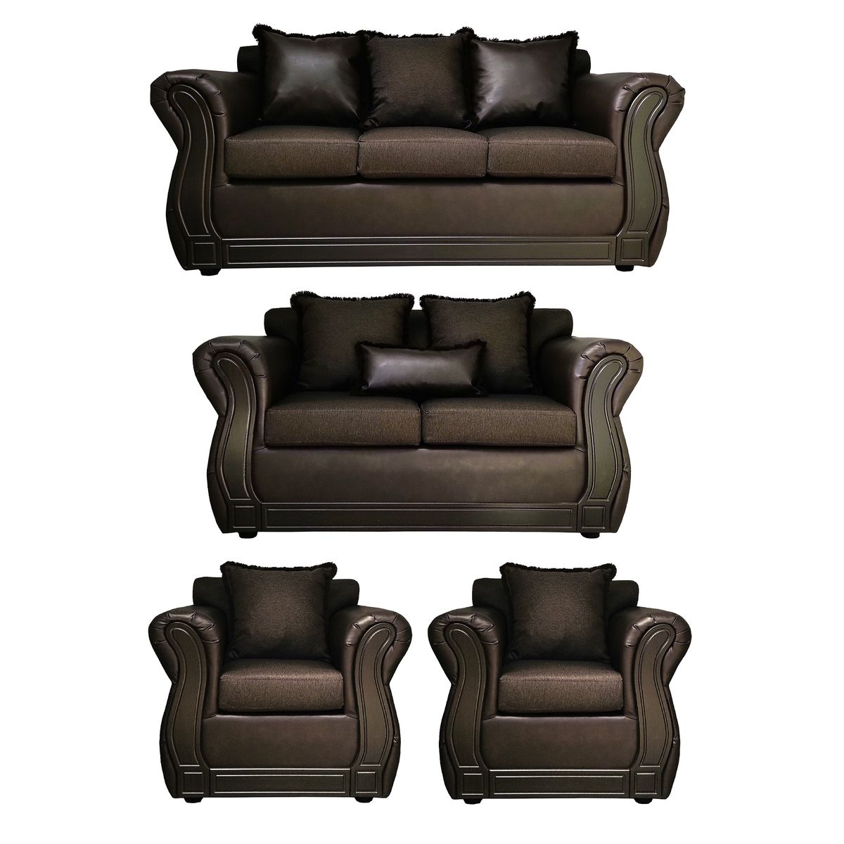 AMERICA DECORA - Living Con Resorte Estructural 7 Cuerpos 3+2+1+1 Castilla Chocolate Rayado