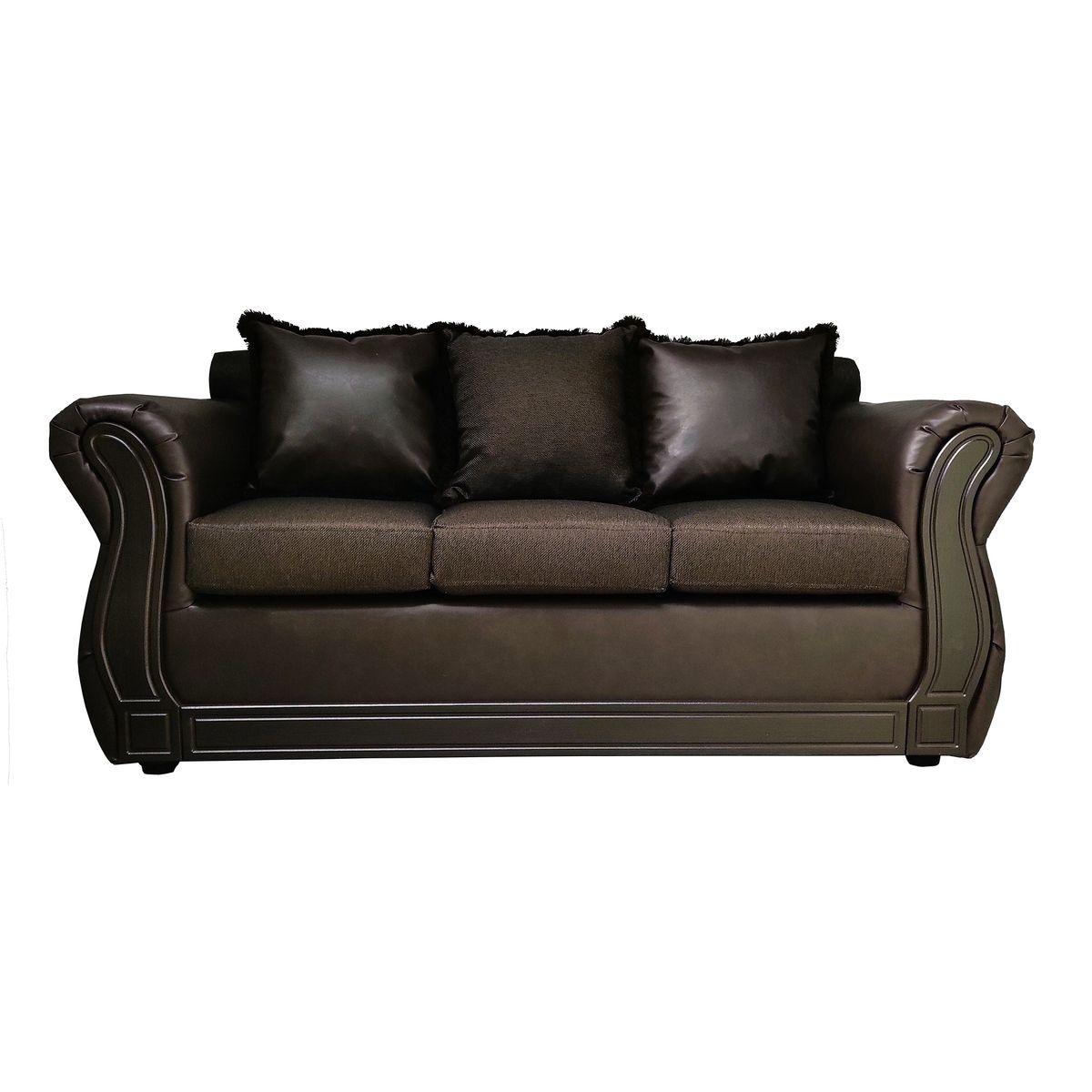 AMERICA DECORA - Sofá Con Resorte Estructural 3 Cuerpos Castilla Chocolate Rayado