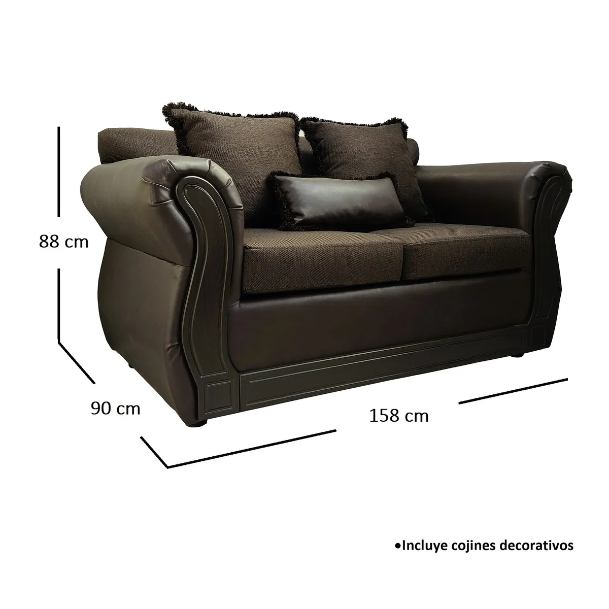 AMERICA DECORA - Sofá Con Resorte Estructural 2 Cuerpos Castilla Chocolate Rayado