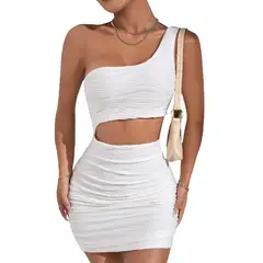 EVERSO - Pack 2 Vestido De fiesta Ajustado Sexy Plisado Adelgazantes Para Mujer