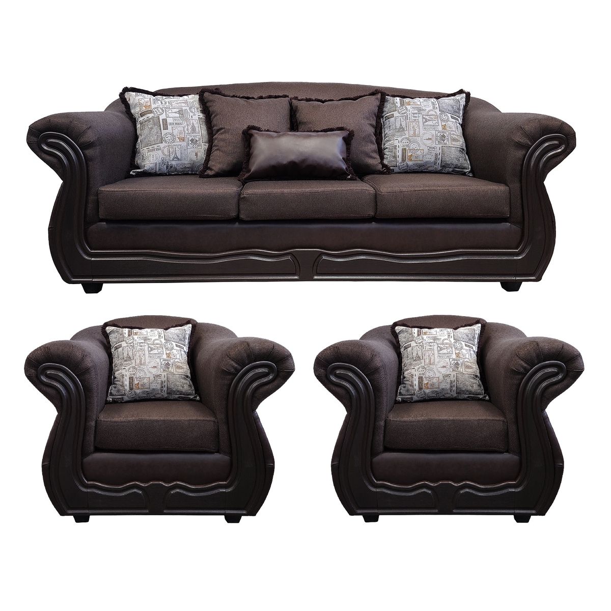 AMERICA DECORA - Living Con Resorte Estructural Búfalo 6 Cuerpos 4+1+1 Tela+PU