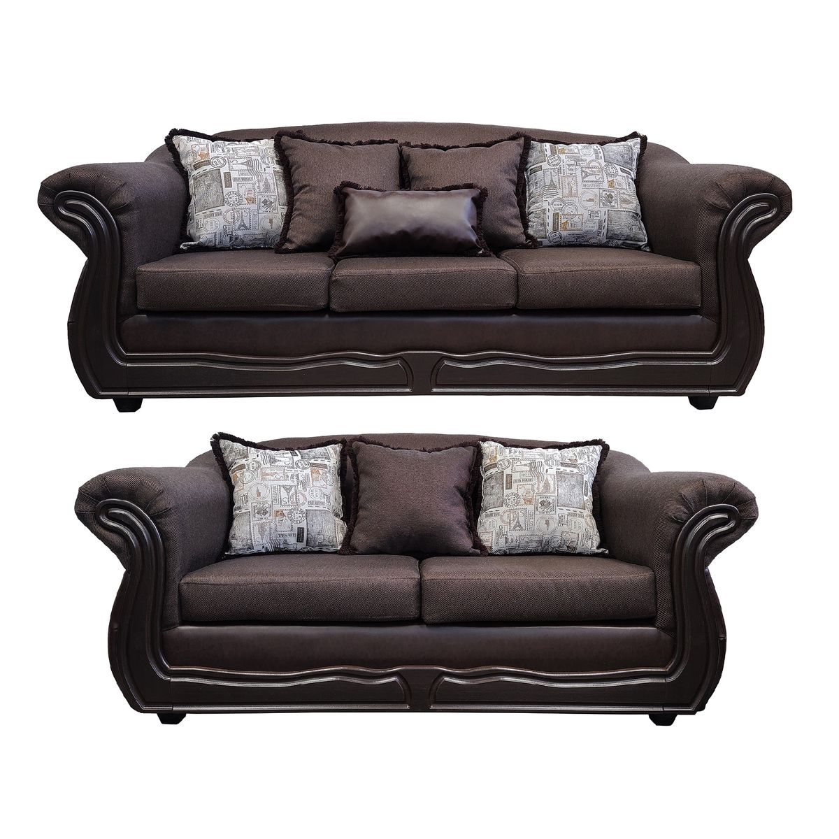 AMERICA DECORA - Living Con Resorte Estructural Búfalo 7 Cuerpos 4+3 Tela+PU