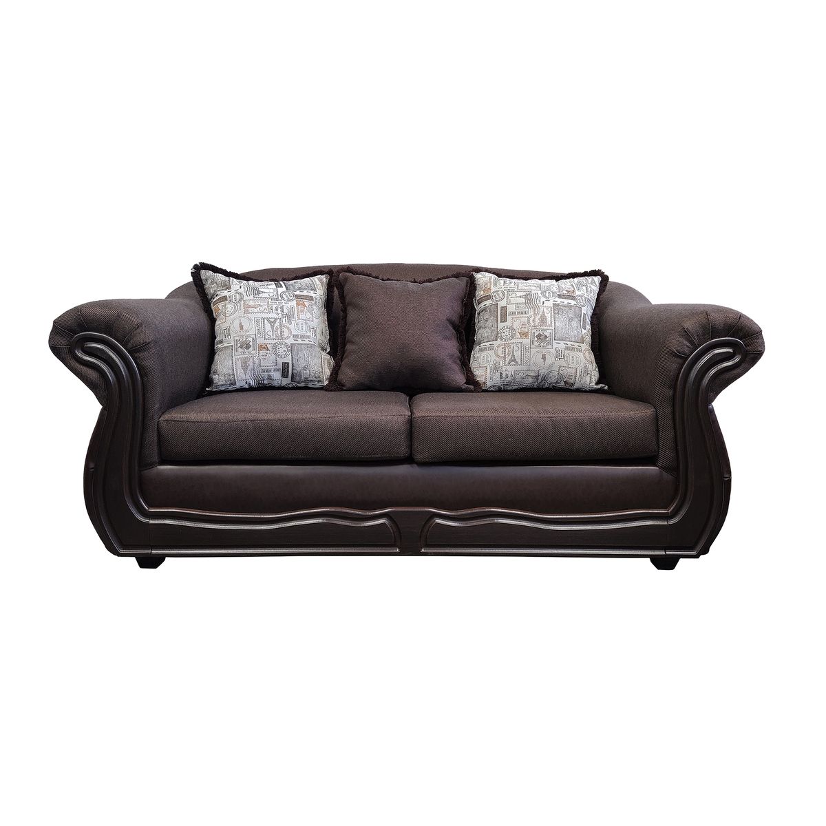 AMERICA DECORA - Sofá Con Resorte Estructural 3 Cuerpos Búfalo Chocolate Rayado
