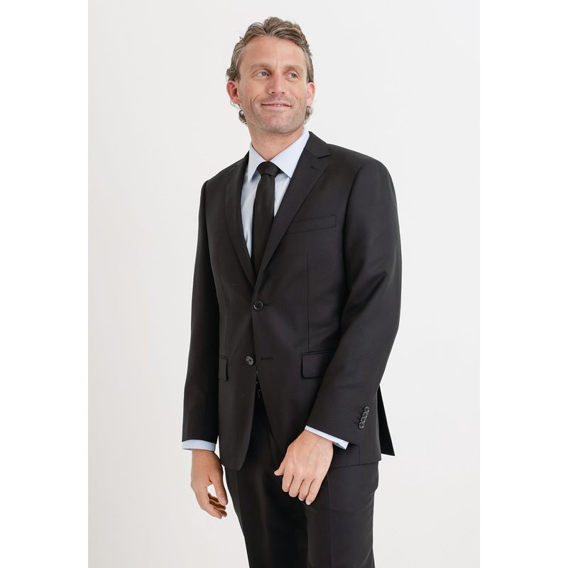 TRIAL - Chaqueta Hombre Formal Lana S100'S Liso Slim Perfect Suit Negro