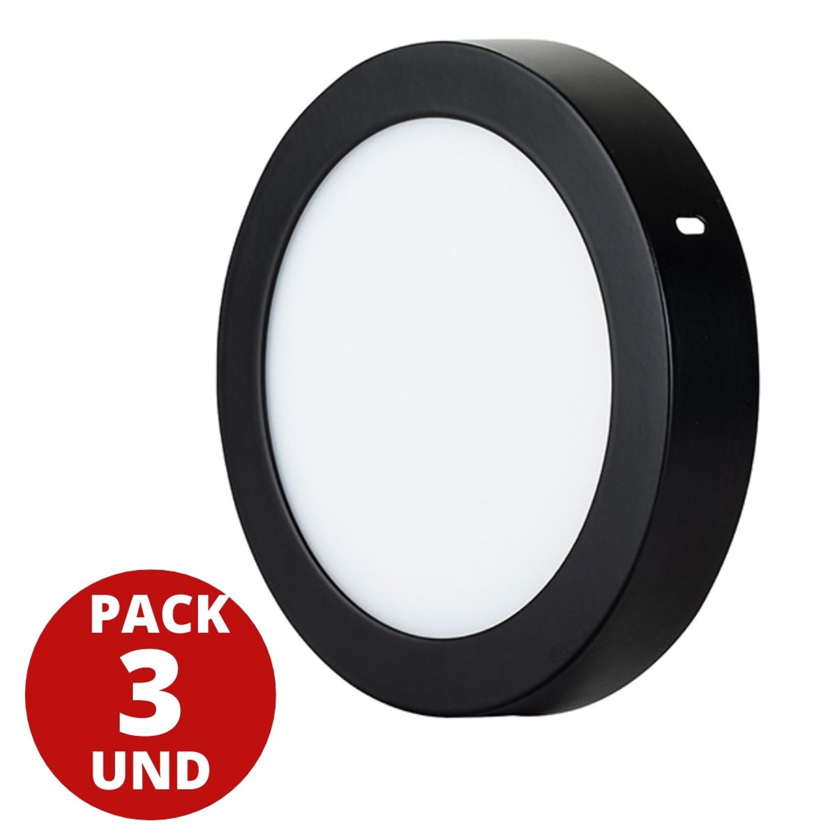 GENERICO - Panel Led Plafon Sobrepuesto Redondo Negro 24w Want LUZ CALIDA PACK 3