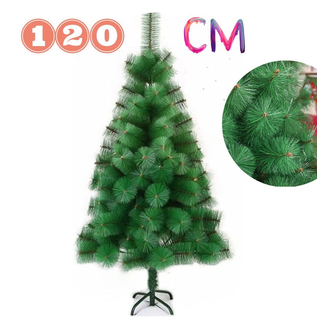 GENERICO - Arbol de Navidad Hoja Punta Aguja 120cm alto Soporte Metal