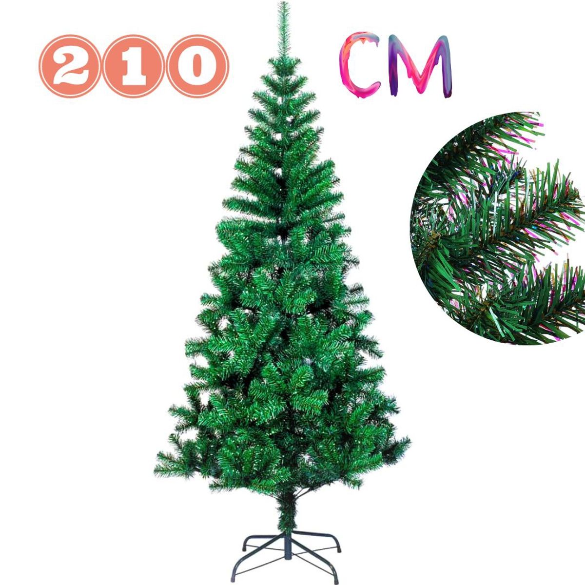 GENERICO - Arbol de Navidad Tradicional 210cm alto Soporte Metal