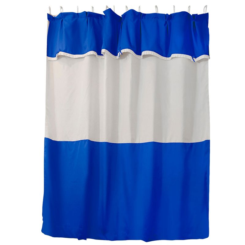 LUNA - Juego Cortina para Baño 6 Piezas Azul Lisa