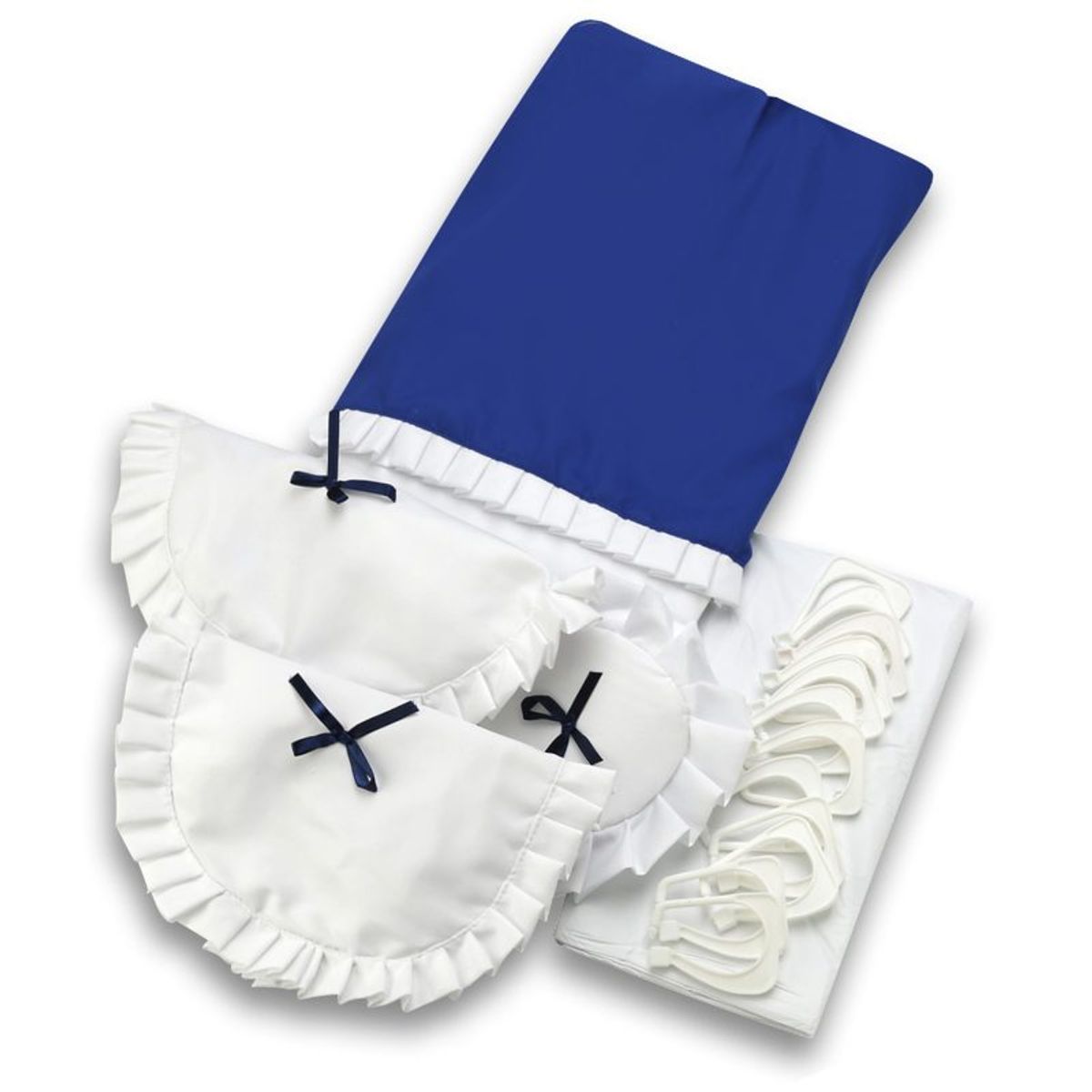 LUNA - Juego Cortina para Baño 6 Piezas Azul Lisa