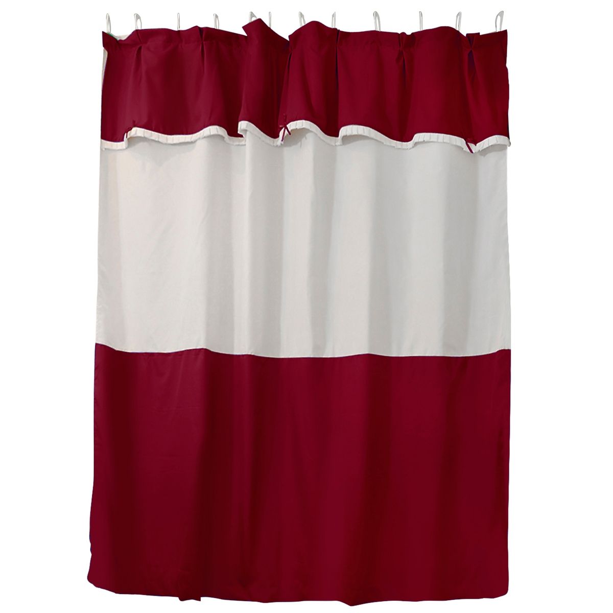 LUNA - Juego Cortina para Baño 6 Piezas Burdeo Lisa