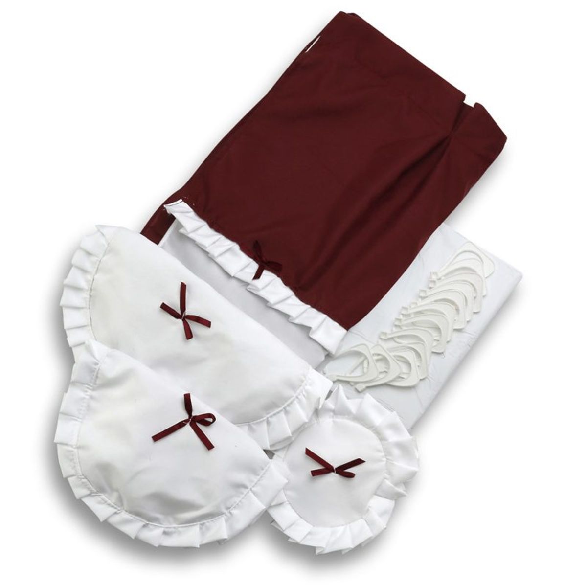 LUNA - Juego Cortina para Baño 6 Piezas Burdeo Lisa