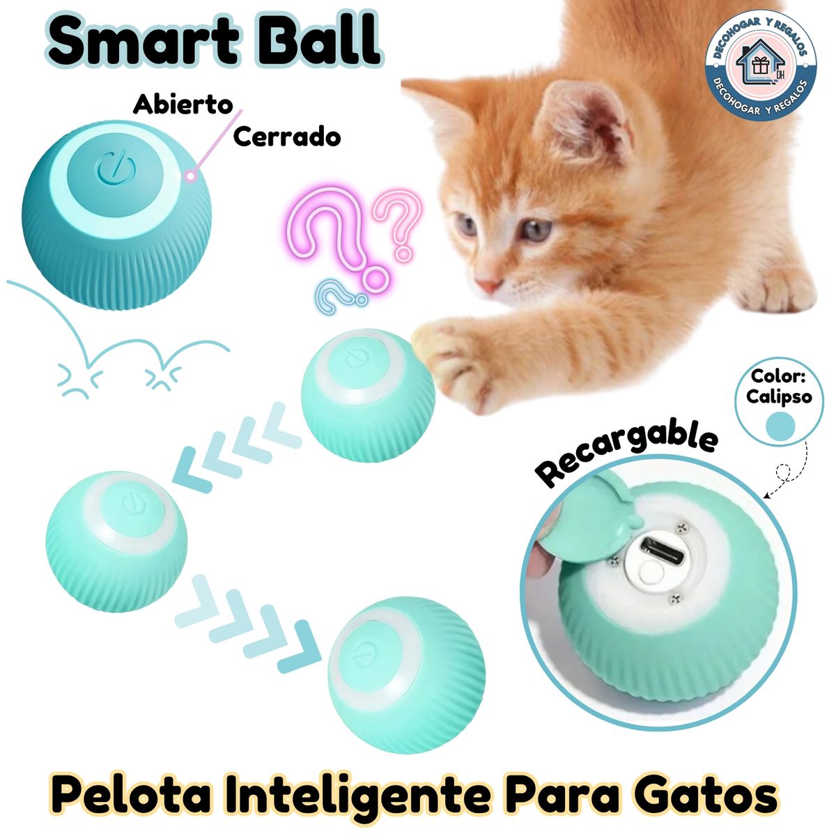 GENERICO - Juguete Pelota Inteligente Gatos Electrónica Luz Recargable
