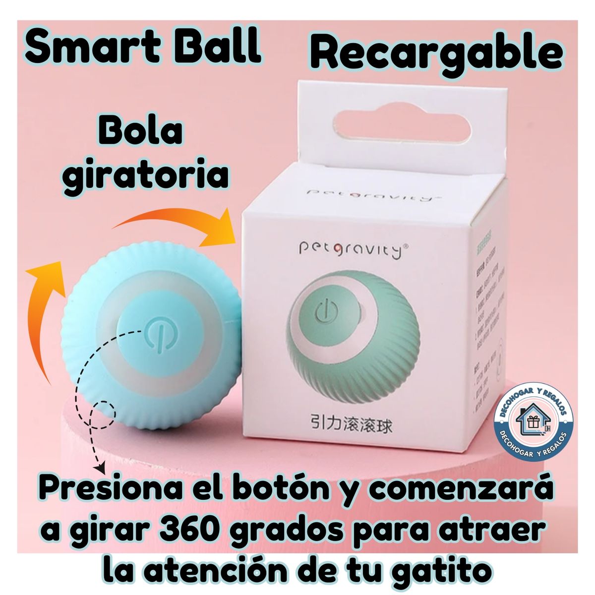 GENERICO - Juguete Pelota Inteligente Gatos Electrónica Luz Recargable