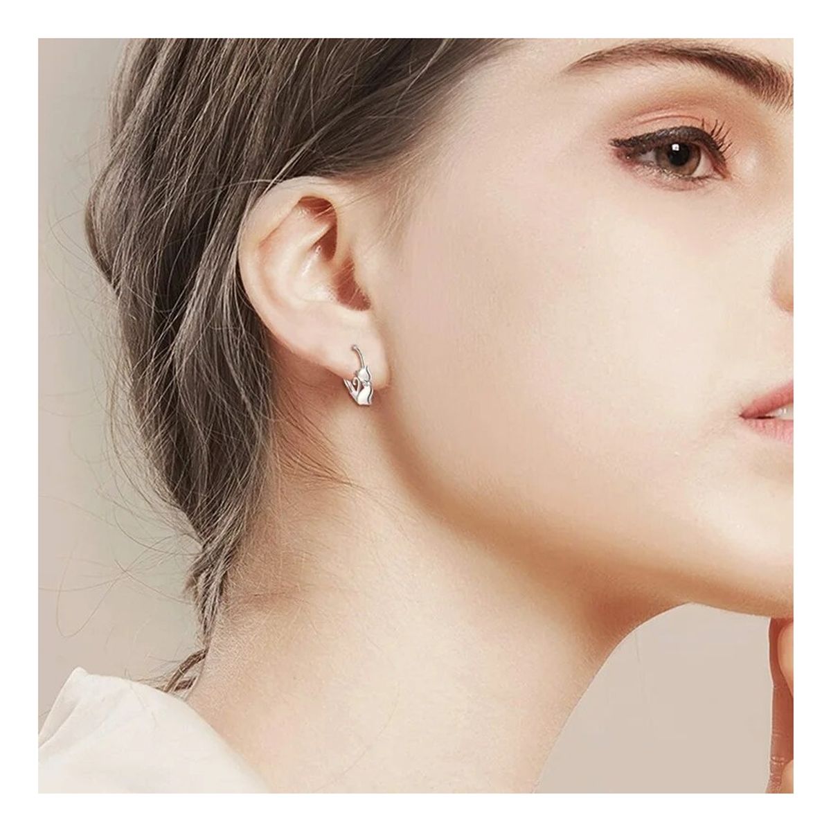 ZG JOYAS - Aros Pendientes Plata S925 Gato Zirconia Mujer