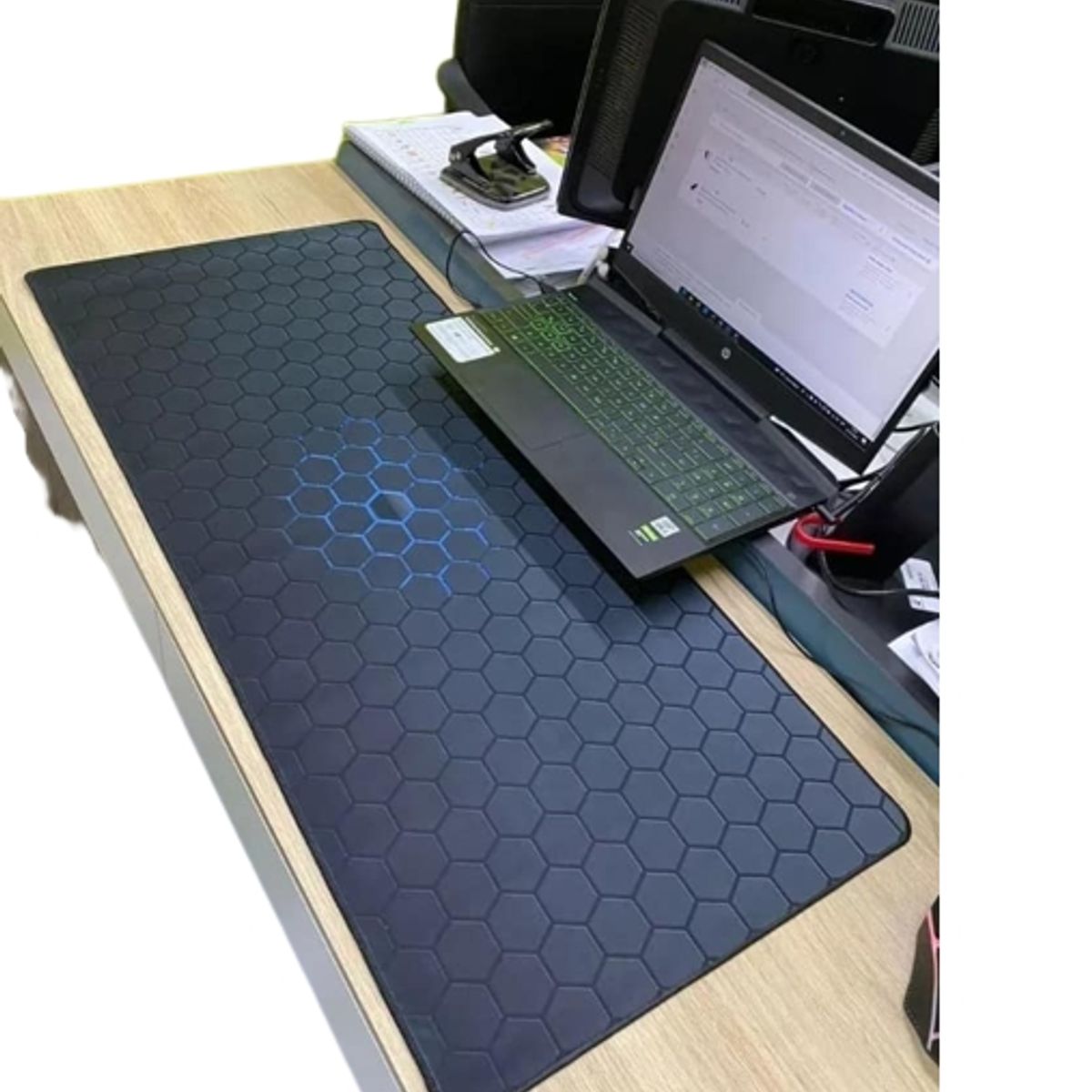 GENERICO - Mousepad Gamer Hexagonos 3d 90x40 Cm Antideslizante