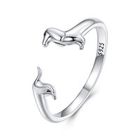 Anillo Perro Salchicha Dachshund Ajustable Plata 925 Mujer