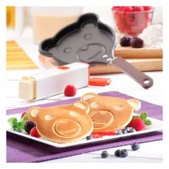 GENERICO - Sarten Para Panqueque Waffles Antiaderente Mini Niños diseño osito