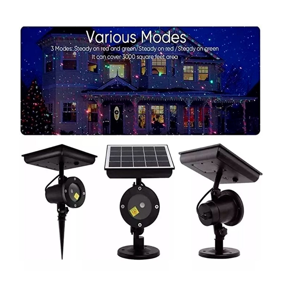 GENERICO - Proyector Luz Laser exterior Solar Con Movimiento Navidad