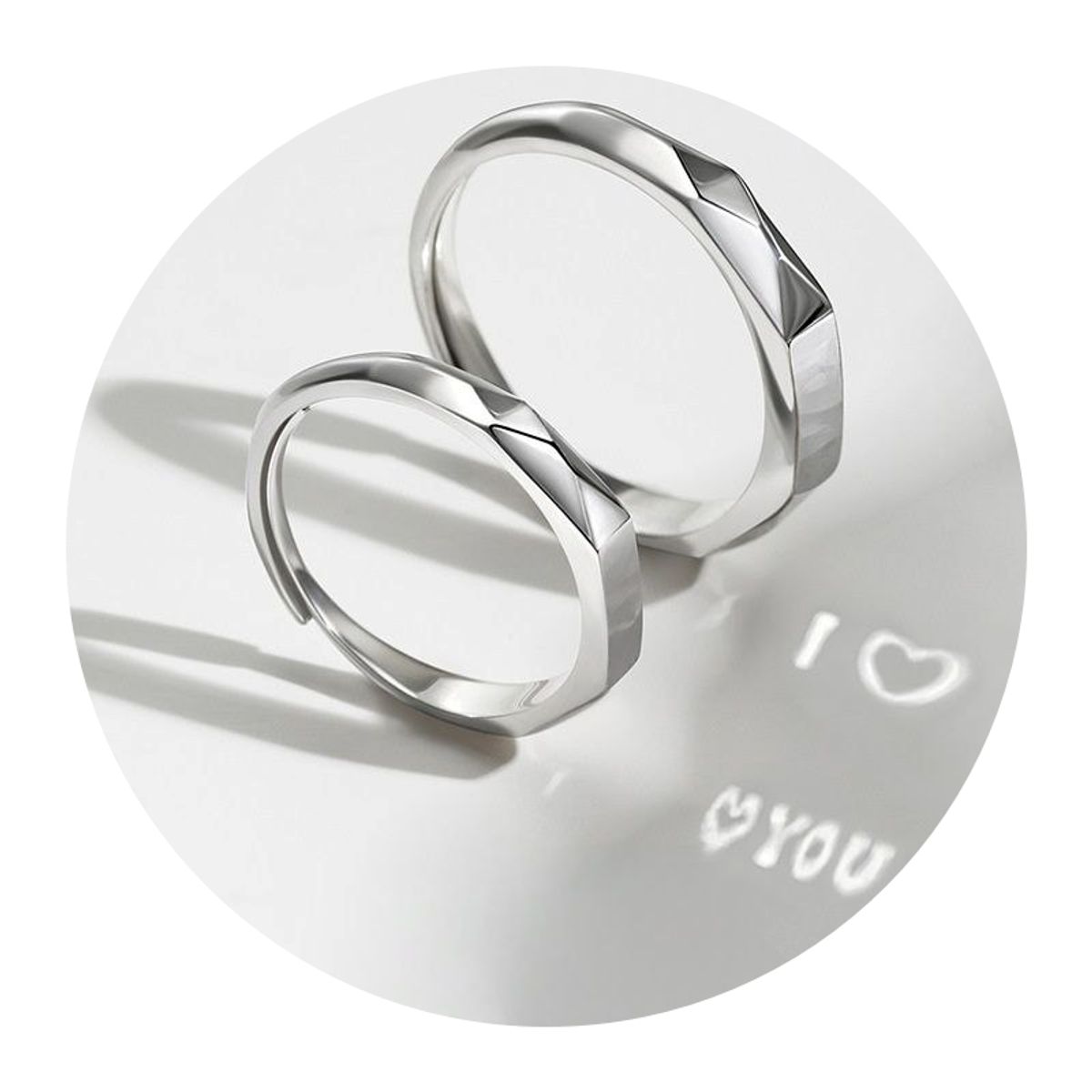 ZG JOYAS - Anillos Pareja Plata S925 En Oro Blanco Proyección I Love You