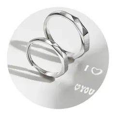 ZG JOYAS - Anillos Pareja Plata S925 En Oro Blanco Proyección I Love You