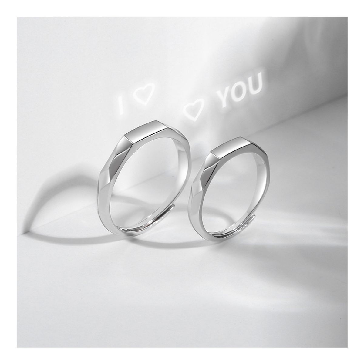 ZG JOYAS - Anillos Pareja Plata S925 En Oro Blanco Proyección I Love You