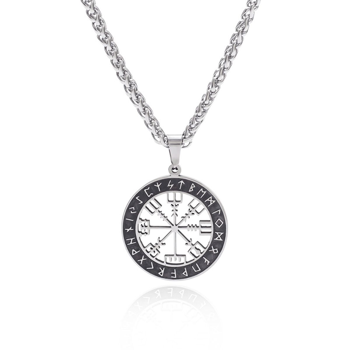 ZG JOYAS - Collar Hombre Vegvisir Brújula De Runas Vikingas Acero Inoxidable