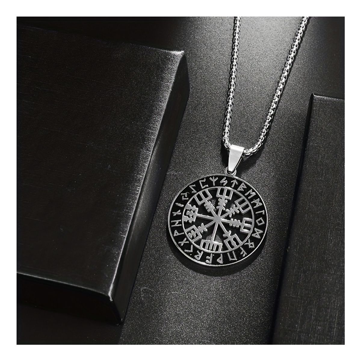 ZG JOYAS - Collar Hombre Vegvisir Brújula De Runas Vikingas Acero Inoxidable