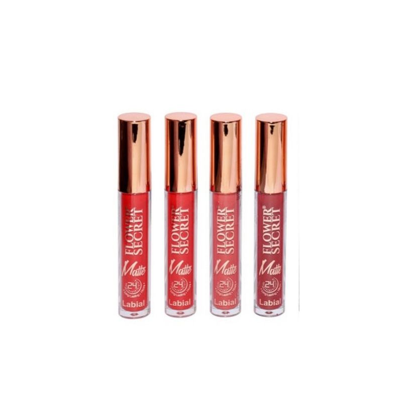 FLOWER SECRET - Set 4 Labiales Efecto Matte Colores Surtidos Flower Secret.