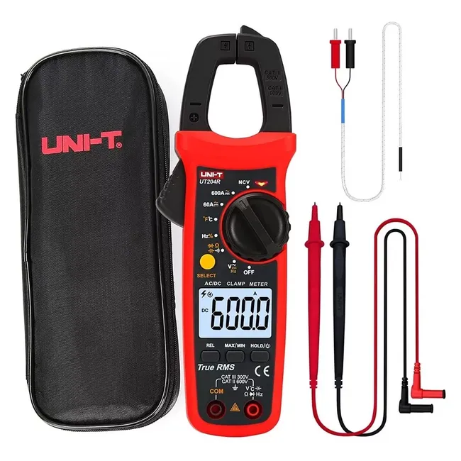 BLUEDREAMER - Amperímetro De Tenaza Ut202 Uni-t UT204+ Digital 600A ACDC Numeral Pinza Multímetro Amperímetro