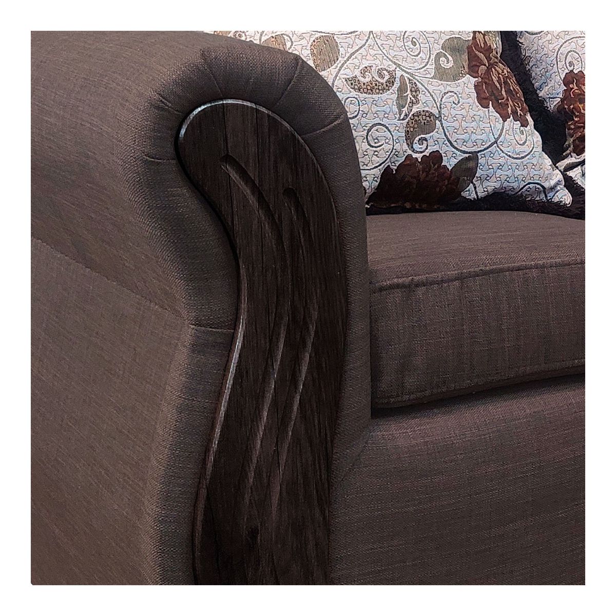 AMERICA DECORA - Living Con Resorte Estructural 5 Cuerpos 3+1+1 Eleonor Liso Color Café Medio