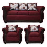 Living Con Resorte Estructural 5 Cuerpos 3+1+1 Eleonor Liso Color Burdeo