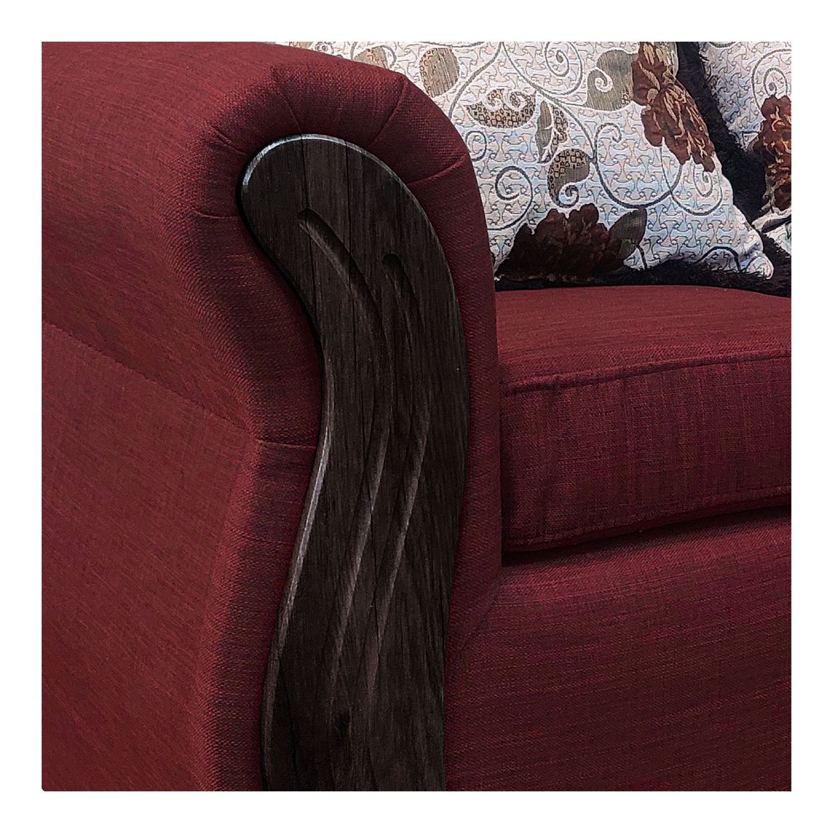 AMERICA DECORA - Living Con Resorte Estructural 5 Cuerpos 3+1+1 Eleonor Liso Color Burdeo