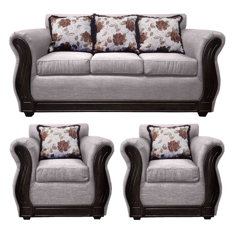 AMERICA DECORA - Juego de living 3-1-1 Eleonor Liso Color Crudo