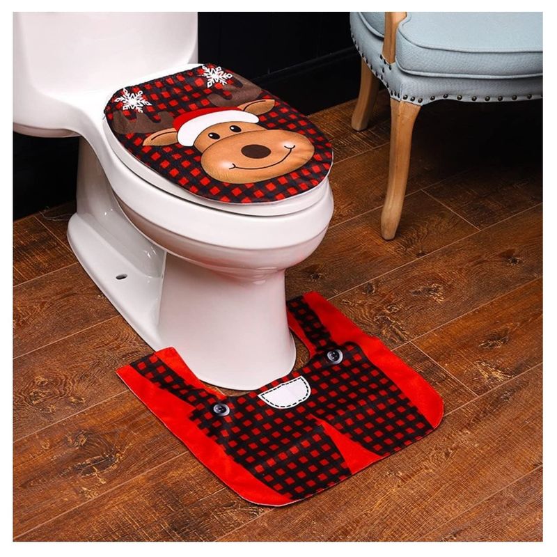 GENERICO - Set Fundas Para Baño De Navidad 2 Piezas Fundas Navideñas Reno
