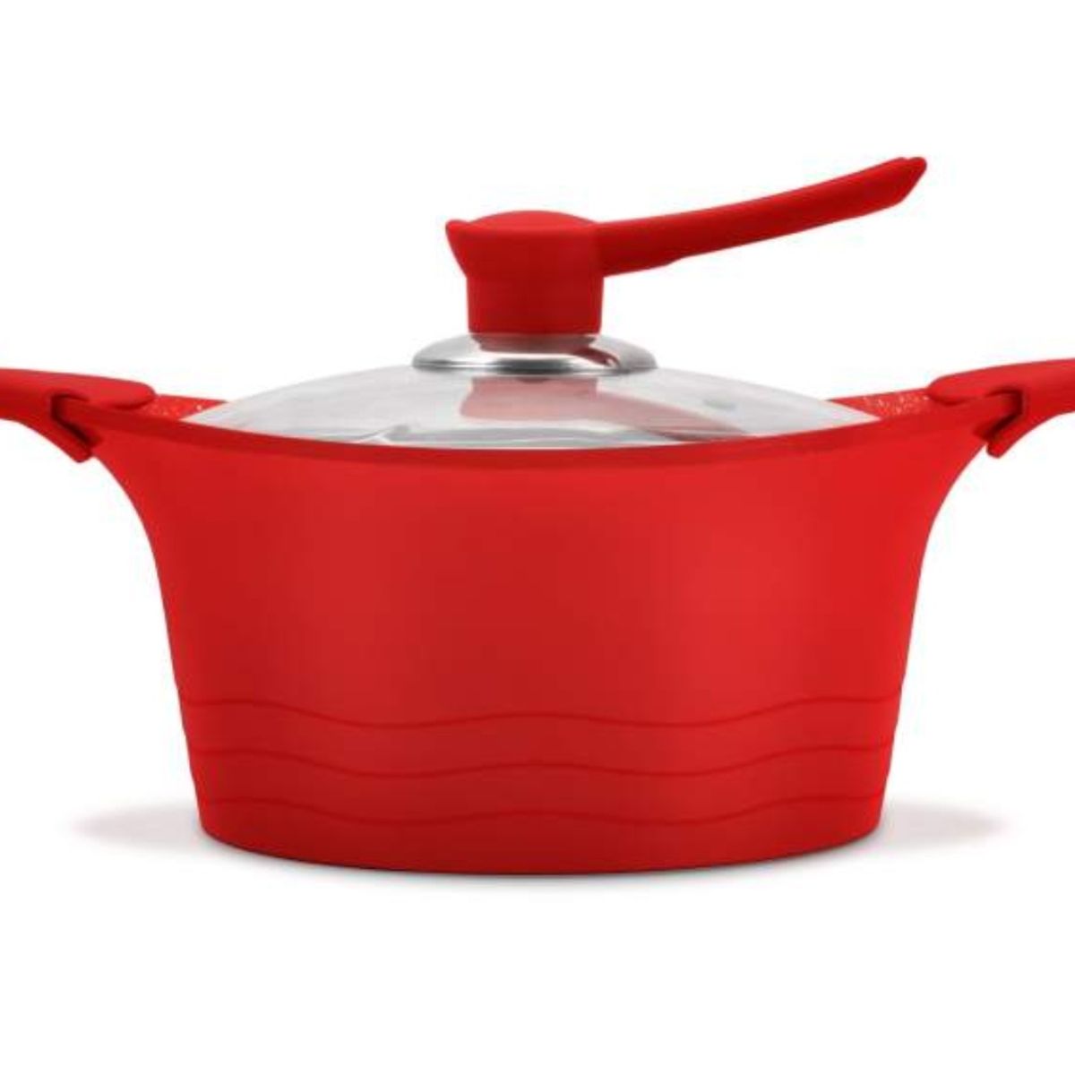 BOHLIER - Olla Cacerola 20 cm con tapa de vidrio roja