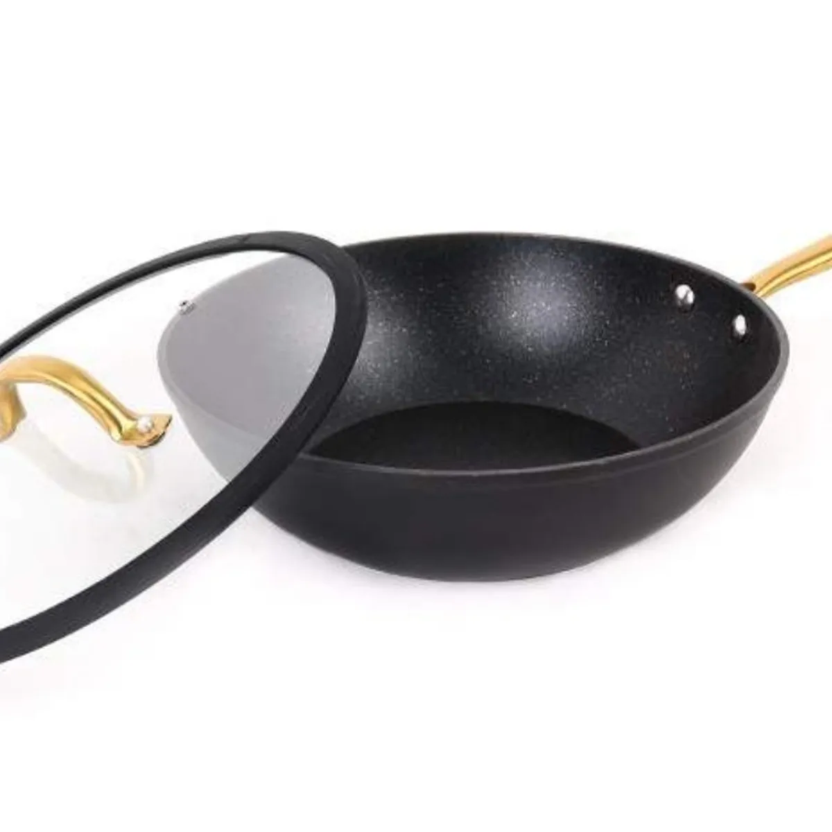 WENS - Wok con tapa de vidrio 28 cm Golden Series