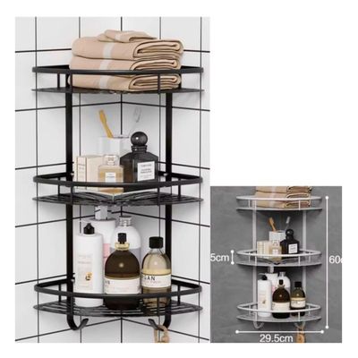 Imagen 2 del producto Repisa Esquinera Aluminio Inoxidable Para Baño Negro